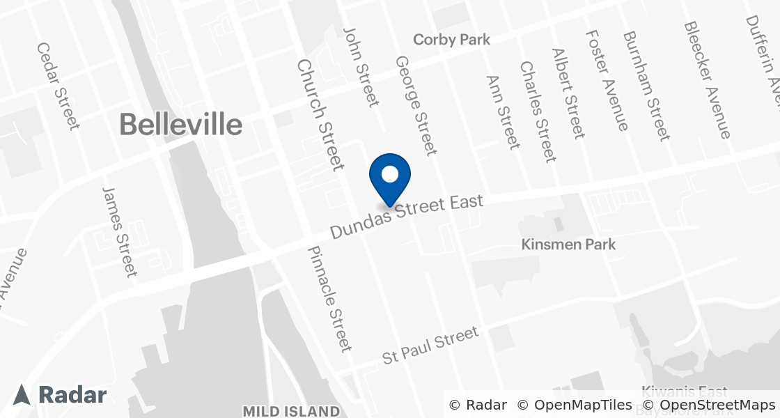 Map of Dairy Queen Location:: 74 Dundas Street, East, Belleville, ON, K8N 1C1